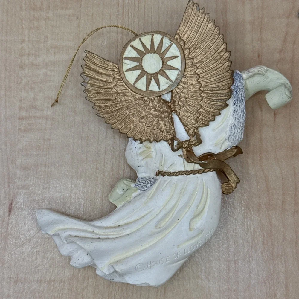 1993 House of Lloyd Glory to God Angel Ceramic Christmas Tree Ornament